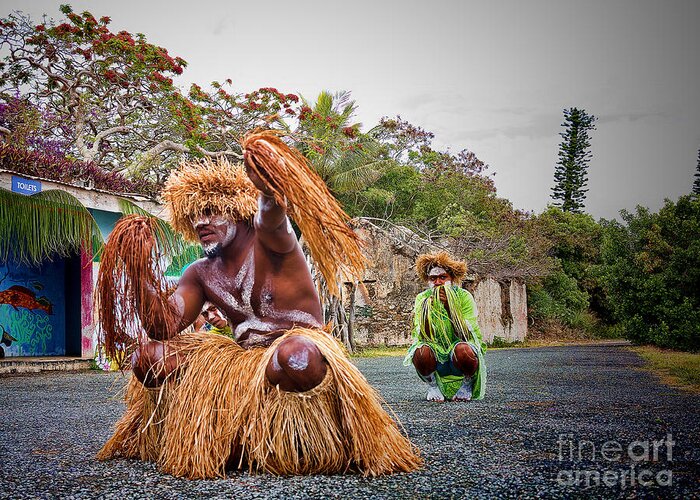 Melanesia Greeting Card featuring the photograph New Caledonia Tribal Natives by David Smith