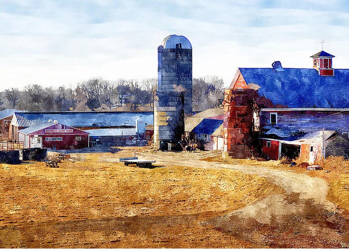 New England Greeting Card featuring the painting New England Farm 2 by Rick Mosher