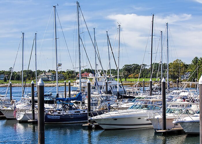 Fred Larson Greeting Card featuring the photograph New Hampshire Marina by Fred Larson
