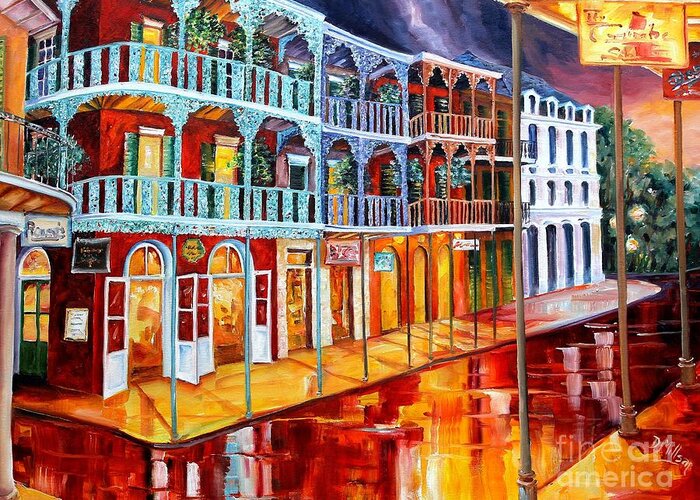 New Orleans Greeting Card featuring the painting New Orleans Reflections in Red by Diane Millsap