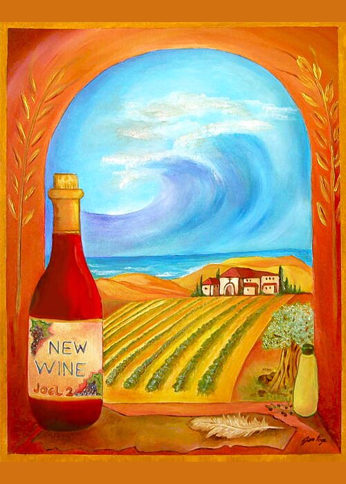  4himpaintings Greeting Card featuring the painting New Wine Joel 2 by Jennifer Page