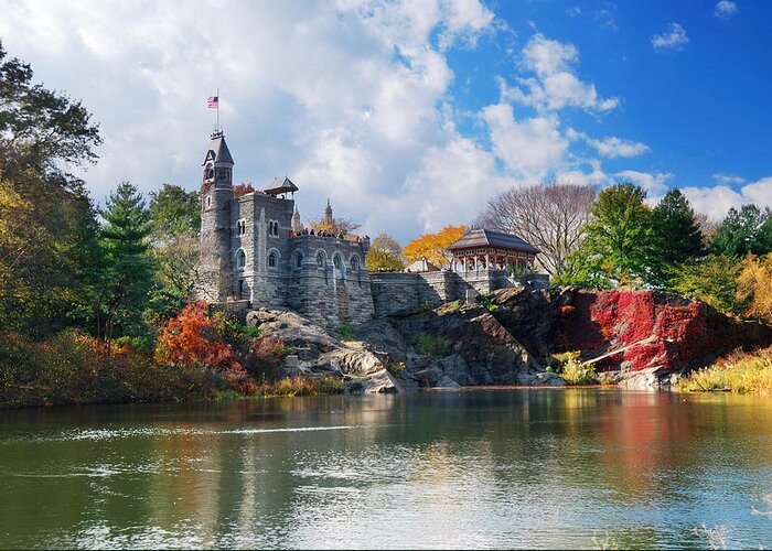 New York City Greeting Card featuring the photograph New York City Central Park Belvedere Castle by Songquan Deng