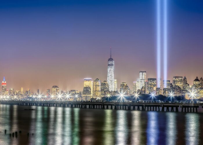 911 Greeting Card featuring the photograph New York City Will Never Forget by Susan Candelario