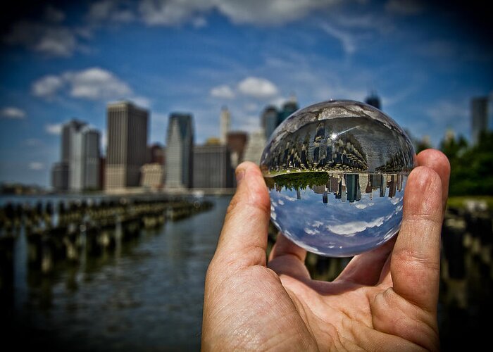 New York Greeting Card featuring the photograph New York in my hand - Sferic Manhattan II by Amador Esquiu Marques