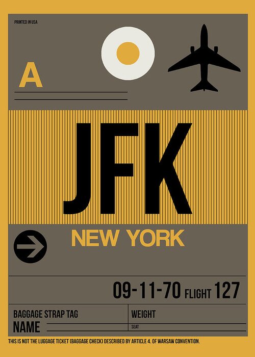 New York Greeting Card featuring the digital art New York Luggage Tag Poster 3 by Naxart Studio