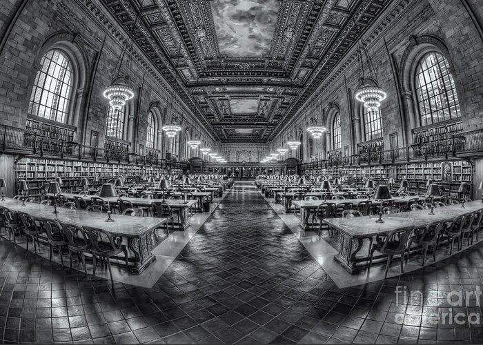 Clarence Holmesamerica Greeting Card featuring the photograph New York Public Library Main Reading Room VIII by Clarence Holmes