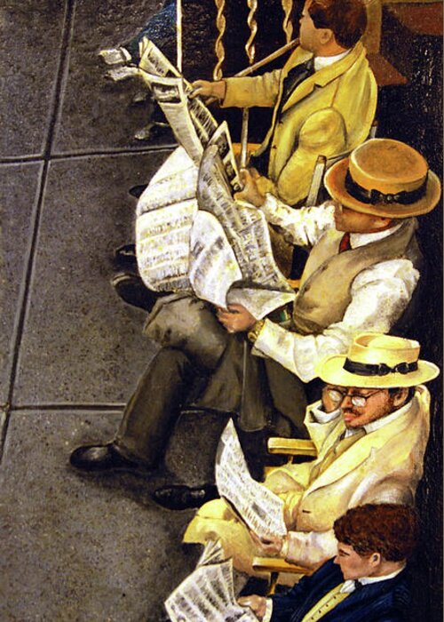 Newspaper Greeting Card featuring the painting New York Times by Linda Simon