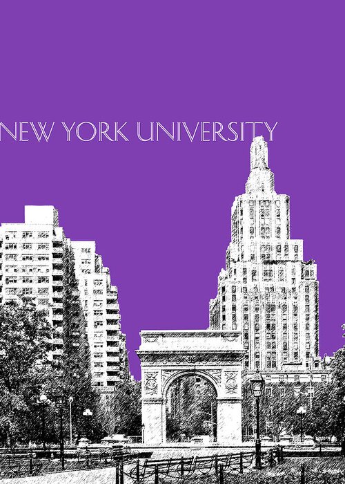 University Greeting Card featuring the digital art New York University - Washington Square Park - Purple by DB Artist