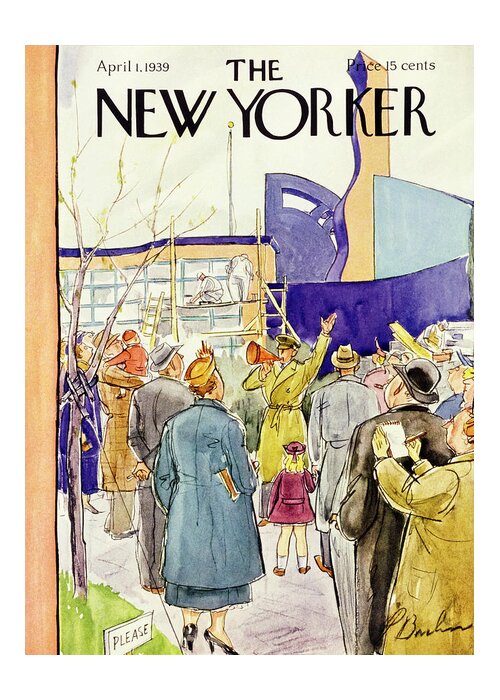 Architecture Greeting Card featuring the painting New Yorker April 1 1939 by Perry Barlow
