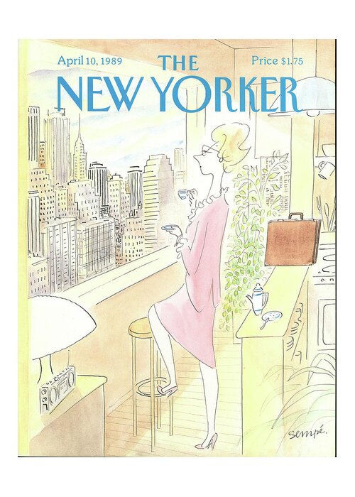 New York City Greeting Card featuring the painting New Yorker April 10th, 1989 by Jean-Jacques Sempe