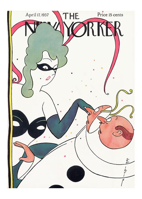 Costume Greeting Card featuring the painting New Yorker April 17, 1937 by Rea Irvin