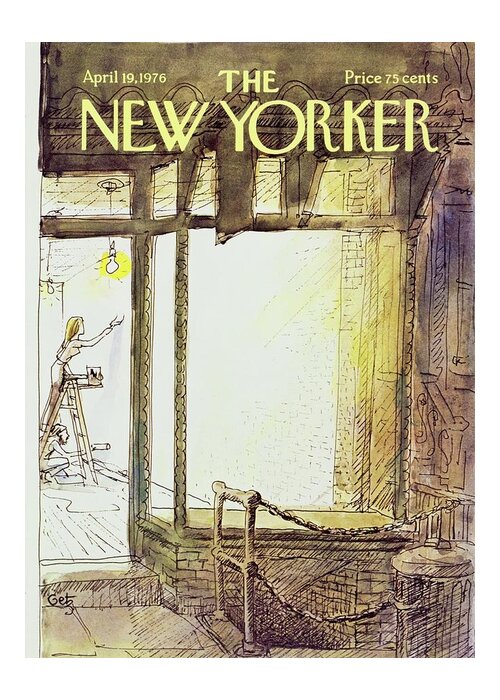 Illustration Greeting Card featuring the painting New Yorker April 19th 1976 by Arthur Getz