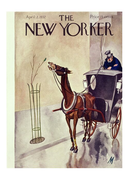 Illustration Greeting Card featuring the painting New Yorker April 2 1932 by Julian De Miskey