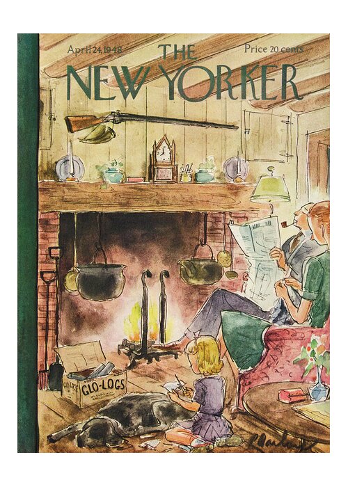 Kid Greeting Card featuring the painting New Yorker April 24th, 1948 by Perry Barlow