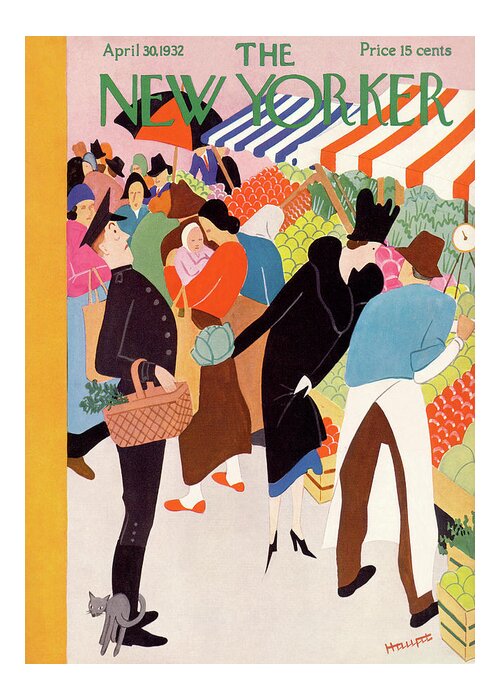 Market Greeting Card featuring the painting New Yorker April 30th, 1932 by Theodore G Haupt