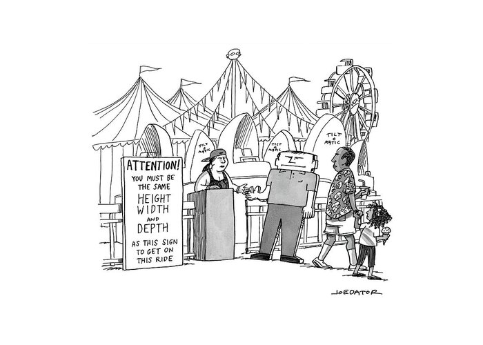 Carnival Greeting Card featuring the drawing New Yorker April 3rd, 2017 by Joe Dator
