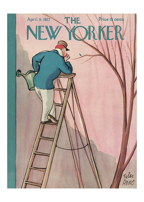 Gardening Greeting Card featuring the painting New Yorker April 9th, 1927 by Peter Arno