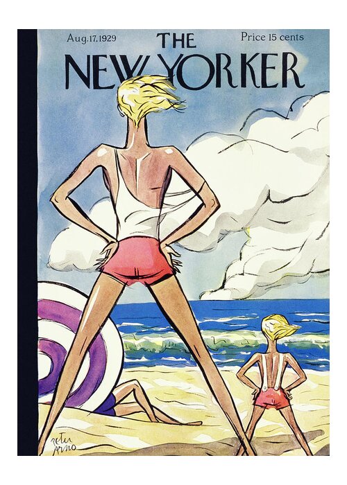 Girl Greeting Card featuring the painting New Yorker August 17 1929 by Peter Arno