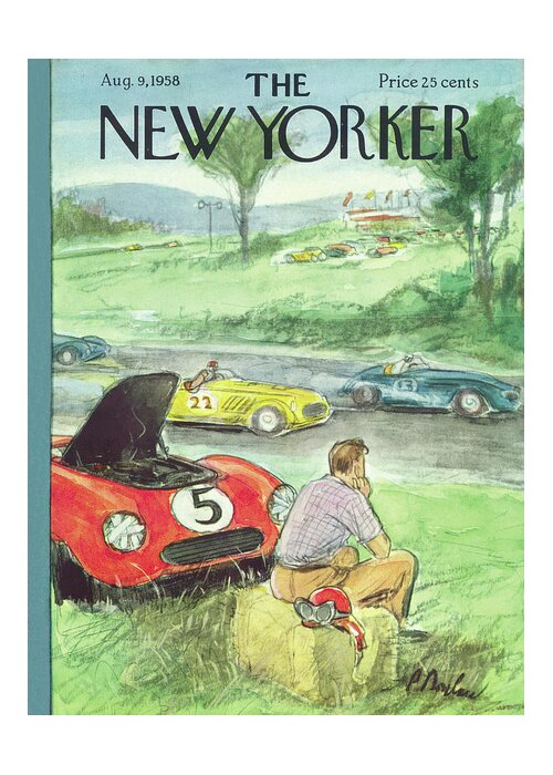 Sports Greeting Card featuring the painting New Yorker August 9th, 1958 by Perry Barlow