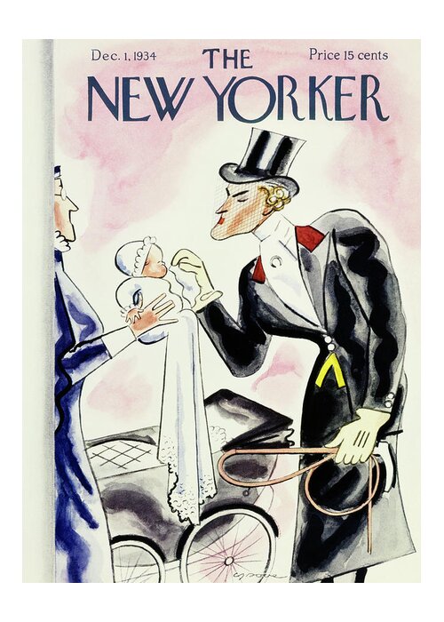 Illustration Greeting Card featuring the painting New Yorker December 1, 1934 by Leonard Dove