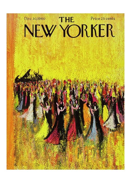 Illustration Greeting Card featuring the painting New Yorker December 10th 1960 by Robert Kraus