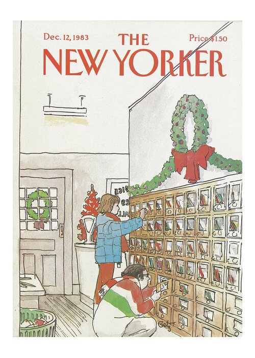 Christmas Greeting Card featuring the painting New Yorker December 12th, 1983 by Arthur Getz