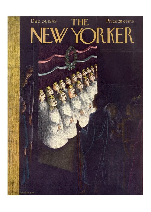 Xmas Greeting Card featuring the painting New Yorker December 24th, 1949 by Christina Malman