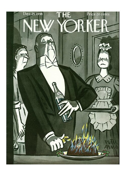 Christmas Greeting Card featuring the painting New Yorker December 25th, 1948 by Peter Arno