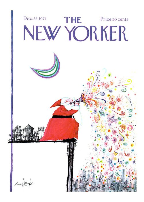 Ronald Searle Rse Greeting Card featuring the painting New Yorker December 25th, 1971 by Ronald Searle
