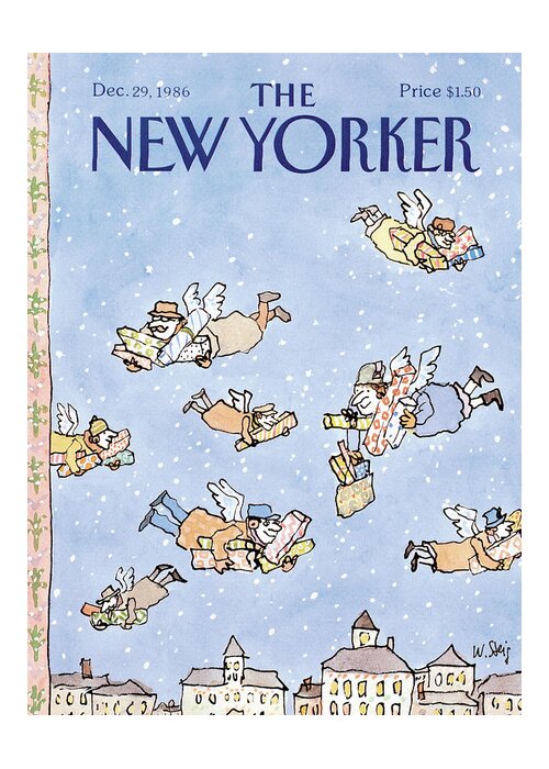Holidays Greeting Card featuring the painting New Yorker December 29th, 1986 by William Steig