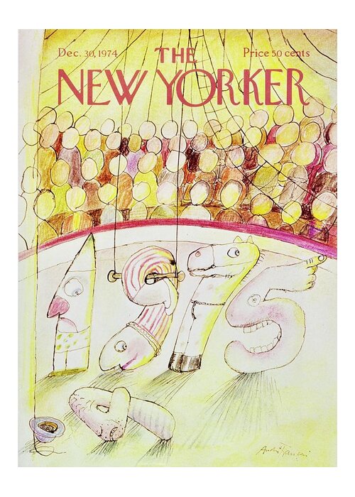 Illustration Greeting Card featuring the painting New Yorker December 30th 1974 by Andre Francois