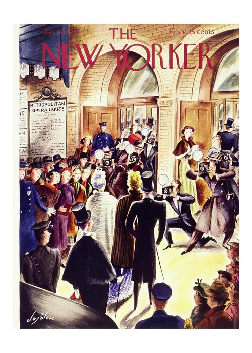 The Old Met Greeting Card featuring the painting New Yorker December 4 1937 by Constantin Alajalov