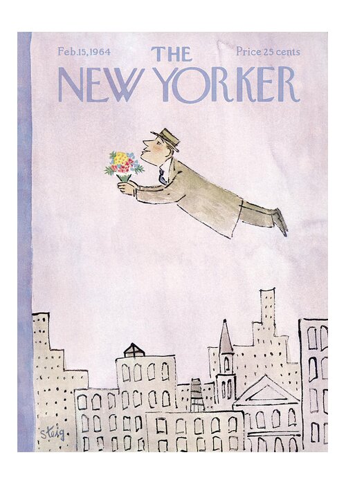 Holiday Greeting Card featuring the painting New Yorker February 15th, 1964 by William Steig