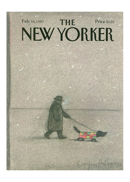 Man Greeting Card featuring the painting New Yorker February 16th, 1987 by Eugene Mihaesco