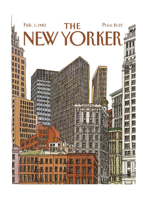 Business Greeting Card featuring the painting New Yorker February 1st, 1982 by Roxie Munro