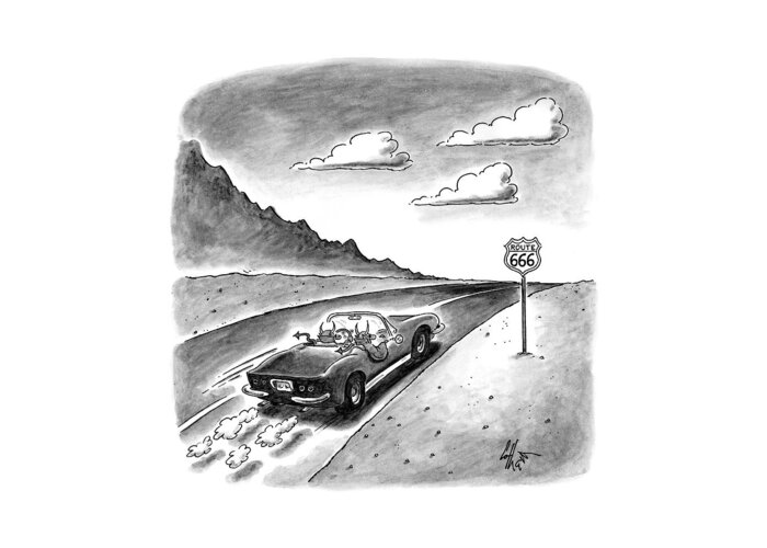 Automobiles-midget Greeting Card featuring the drawing New Yorker February 23rd, 1998 by Frank Cotham