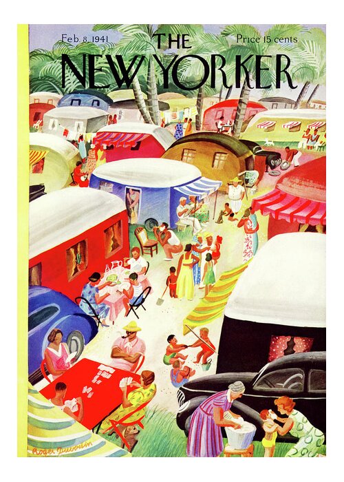 Vacation Greeting Card featuring the painting New Yorker February 8, 1941 by Roger Duvoisin