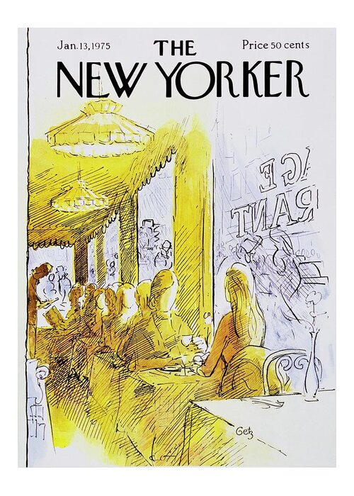 Illustration Greeting Card featuring the painting New Yorker January 13th 1975 by Arthur Getz