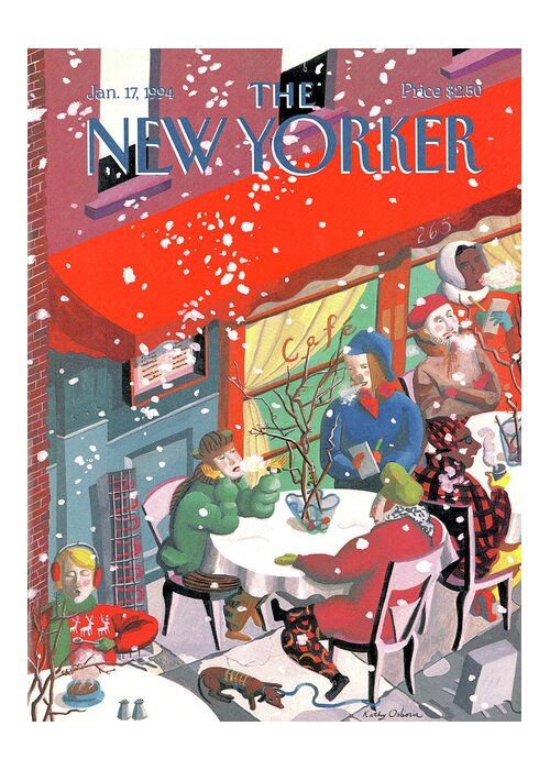 The Diehard Cafe By Kathy Osborn Greeting Card featuring the painting New Yorker January 17th, 1994 by Kathy Osborn