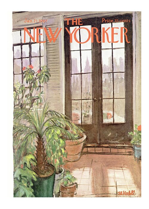 Winter Garden Greeting Card featuring the painting New Yorker January 21st, 1967 by Frank Modell