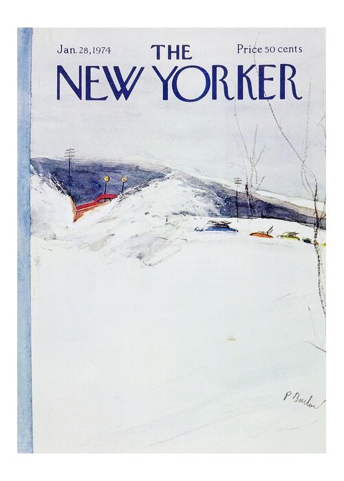 Illustration Greeting Card featuring the painting New Yorker January 28th 1974 by Perry Barlow