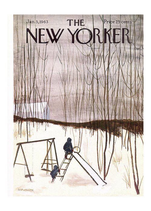 Kid Greeting Card featuring the painting New Yorker January 5th, 1963 by James Stevenson