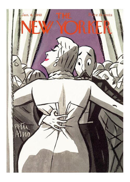 Entertainment Greeting Card featuring the painting New Yorker January 6, 1940 by Peter Arno
