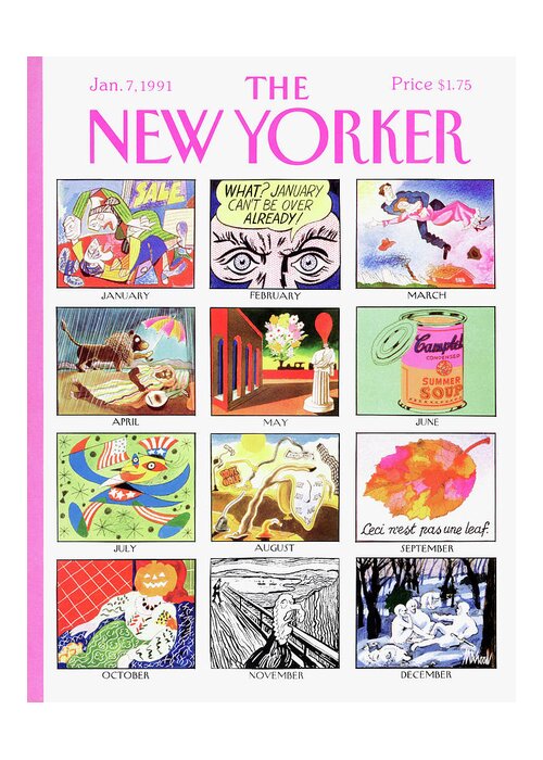 Picasso Greeting Card featuring the painting New Yorker January 7th, 1991 by Kenneth Mahood