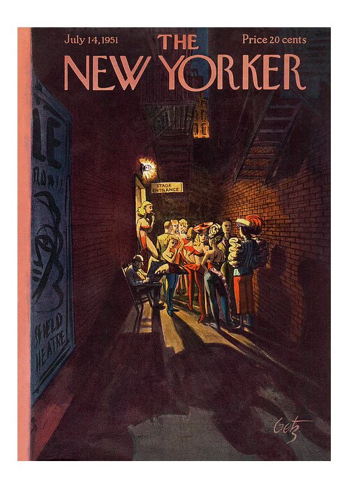 Alley Greeting Card featuring the painting New Yorker July 14th, 1951 by Arthur Getz