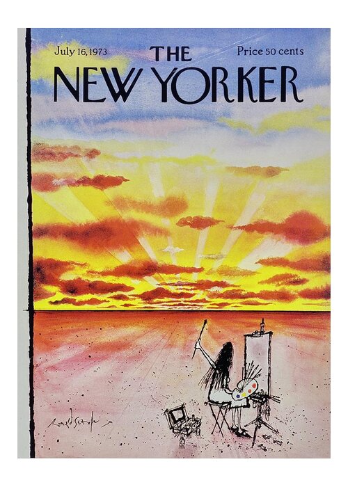 Illustration Greeting Card featuring the painting New Yorker July 16th 1973 by Ronald Searle