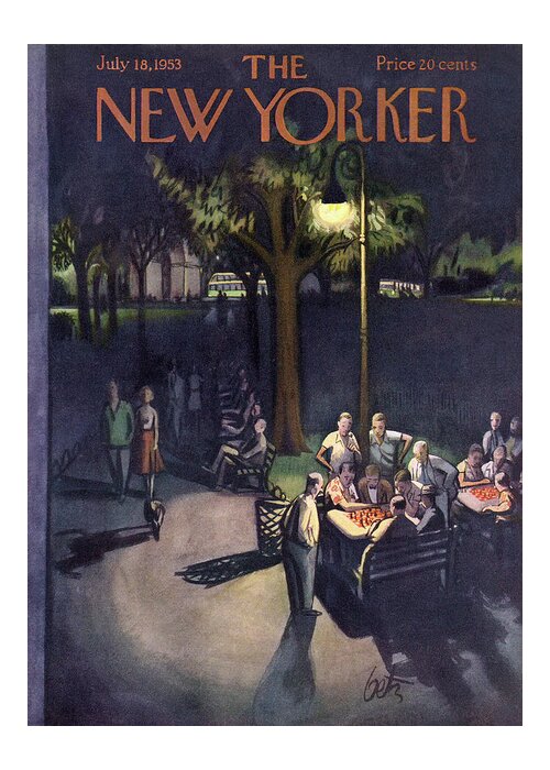 Urban Greeting Card featuring the painting New Yorker July 18th, 1953 by Arthur Getz