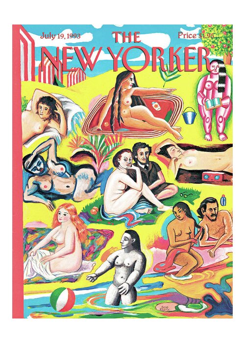 Sur La Plage Greeting Card featuring the painting New Yorker July 19th, 1993 by Bob Knox