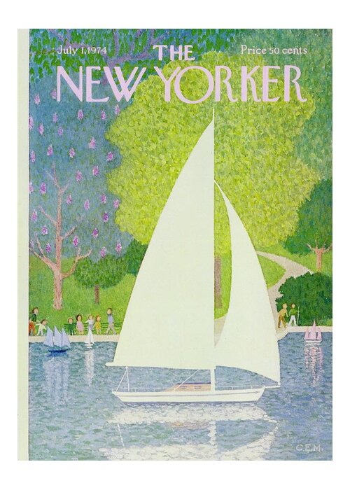 Illustration Greeting Card featuring the painting New Yorker July 1st 1974 by Charles Martin