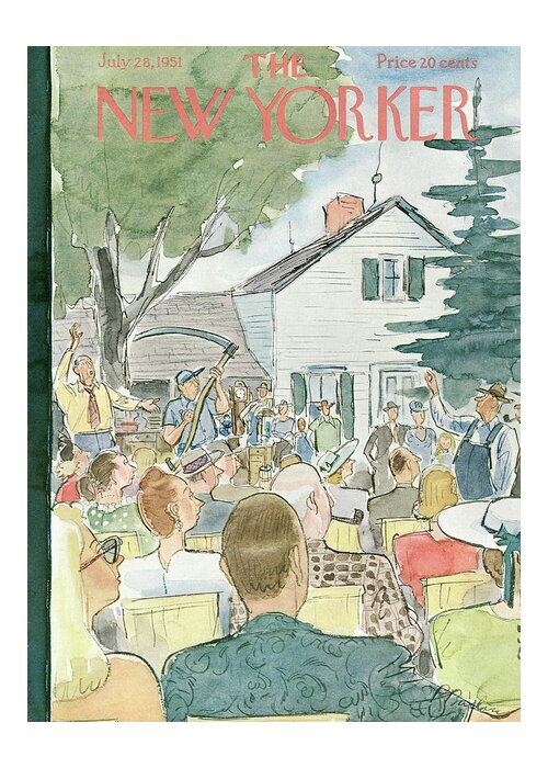 Suburb Greeting Card featuring the painting New Yorker July 28th, 1951 by Perry Barlow